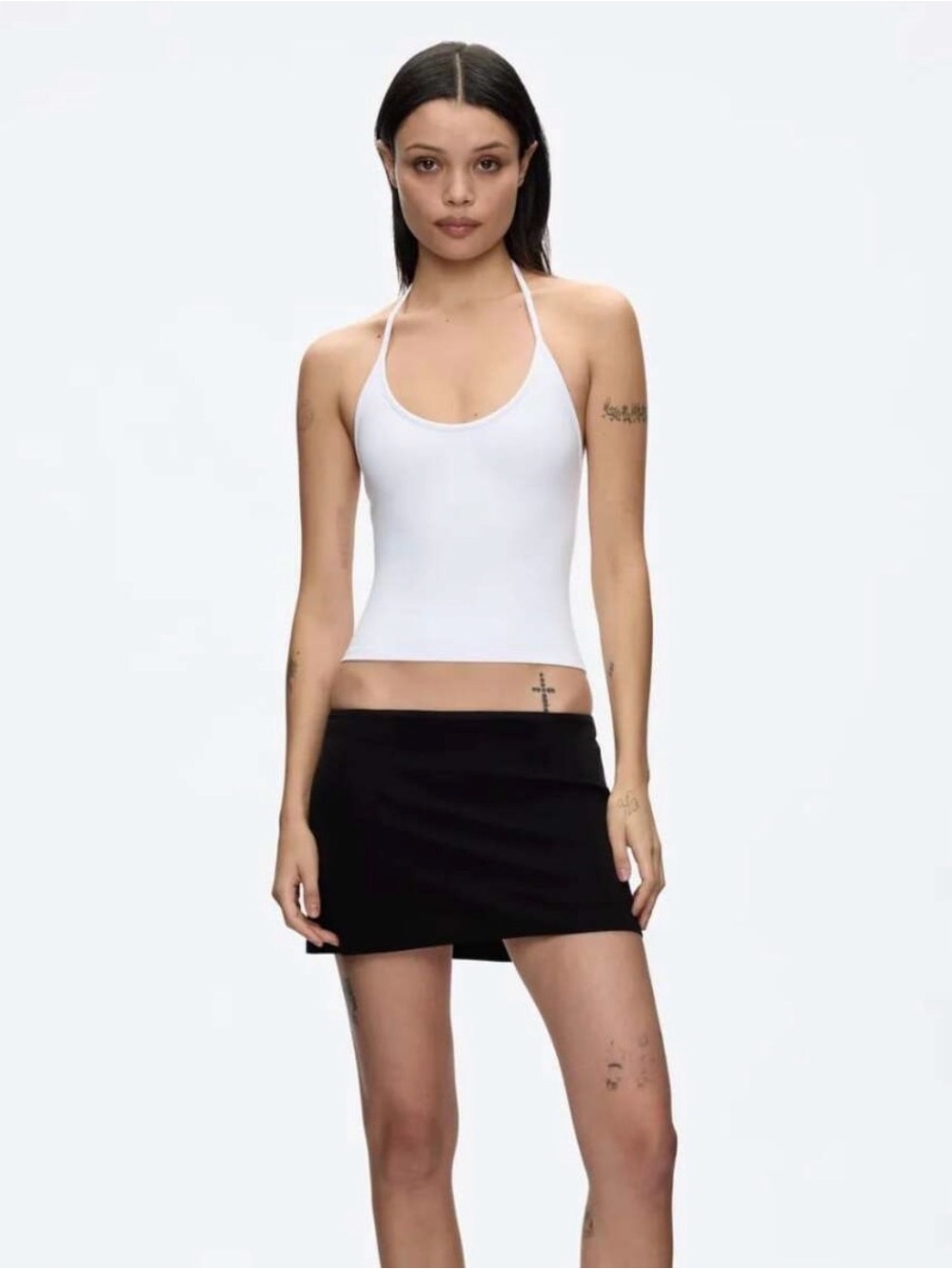 Black Mini Skirt with Clean Waistband